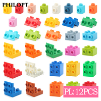 12PCS Large Size Building Block High Corner Brick 2x2 Transparent Fruit Series DIY Assembled Creative Toy For Children