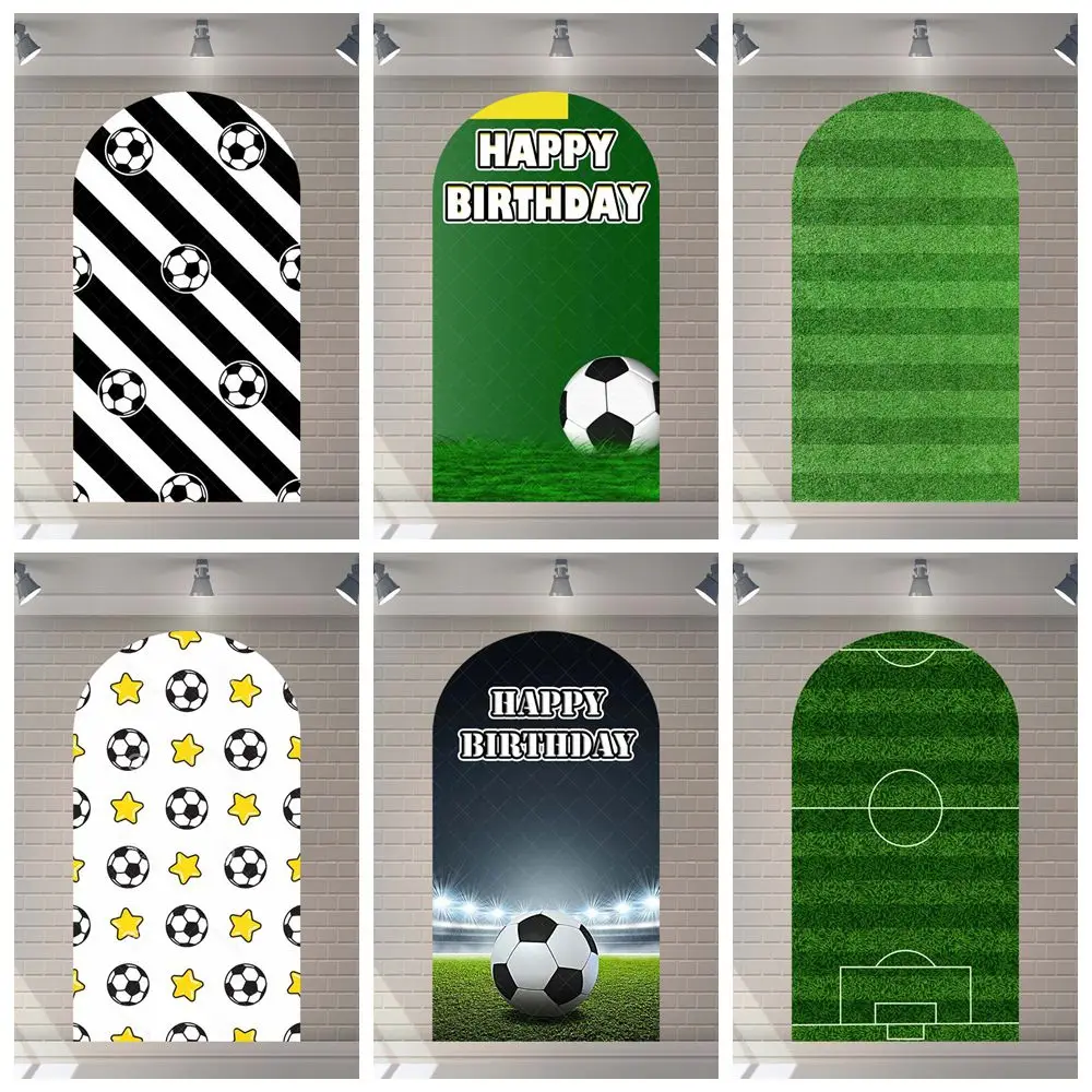 Soccer Theme Arch Backdrop Custom Boys Baby Shower Birthday Party Football Field Grass Decor Arched Cover Photography Background