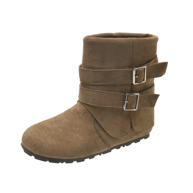 الشقق المرأة حذاء من الجلد موضة الجلد المدبوغ أحذية الشتاء 2026 مصمم قصيرة تشيلسي الأحذية الاتجاه الجديد المشي المصارع Mujer بوتاس