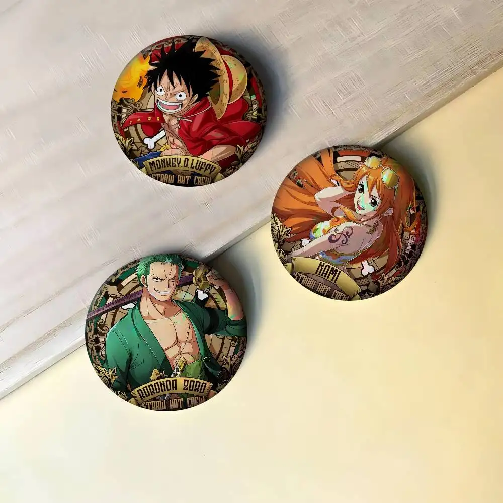 One Piece Nico Robin Luffy Nami   Soft Button Pin Round Metal Badge Lapel Pin Parts Gift Friends Kid Jewelry