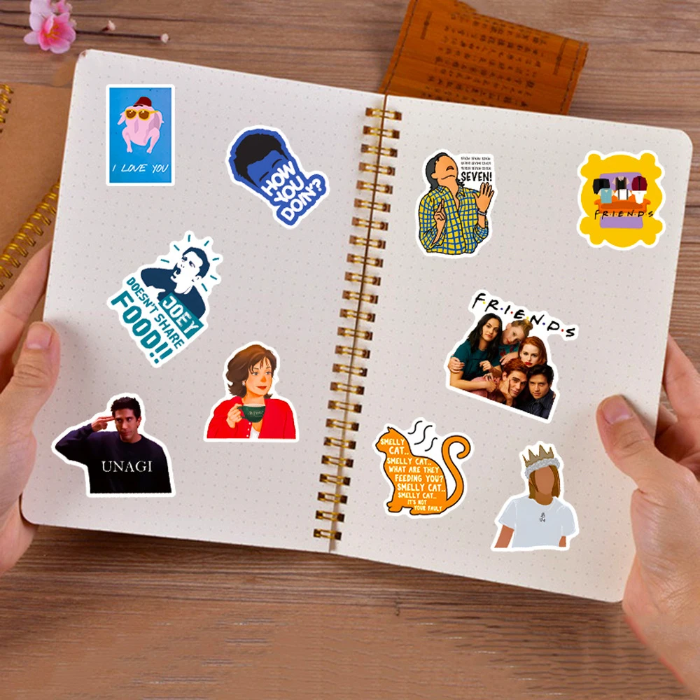 10/30/50PCS Hot TV Show Friends Cartoon Stickers Decals DIY Fridge Phone Suitcase Laptop Notebook Car Wall Cool Sticker Gift