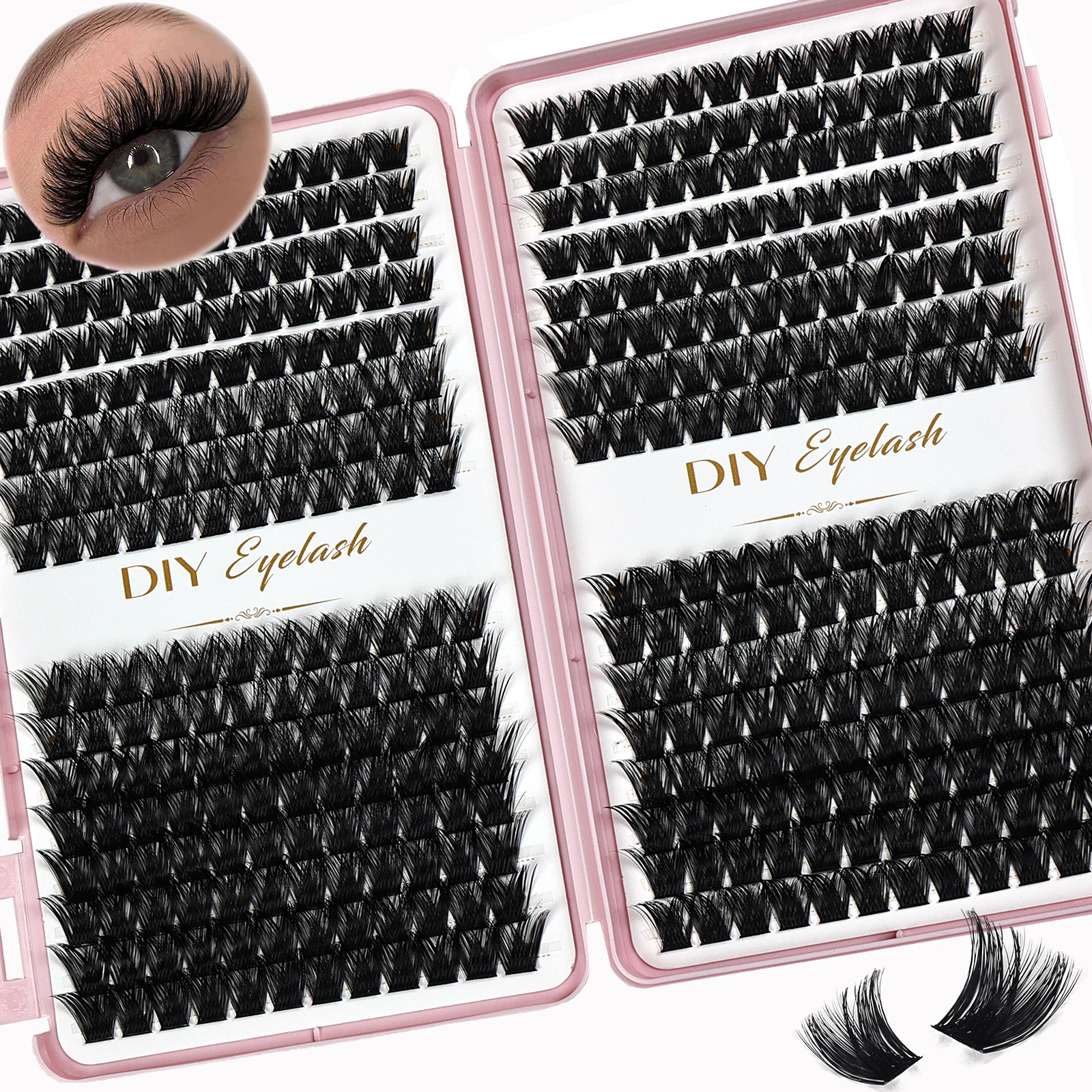 384 Stück DIY falsche Wimpern, Einzelwimpern, Wimpernbuch, Wimpernverlängerungen für das Make-up zu Hause, falsche Wimpern – Detail 1