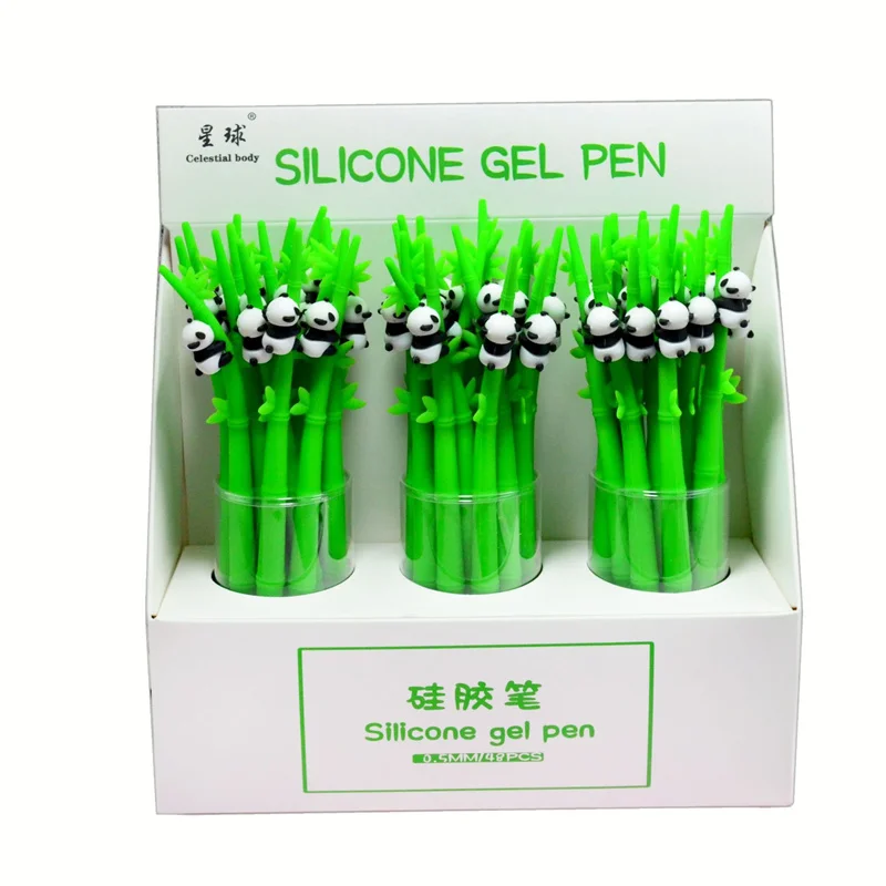 

48 pcs/lot Creative Panda Gel Pen Cute 0.5mm Black Ink Neutral Pens For Writing Office School Supplies