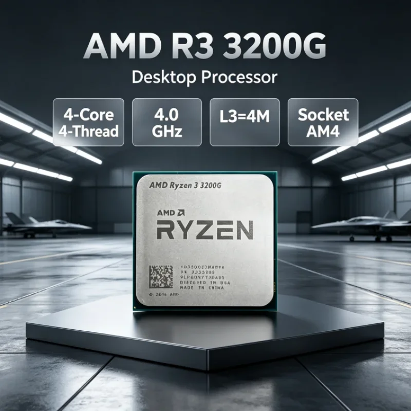 AMD Ryzen 3 3200G Processor Socket AM4 65W APU 4-Core 4-Thread DDR4 R3 3200G 4.0 GHz L3=4M for Office