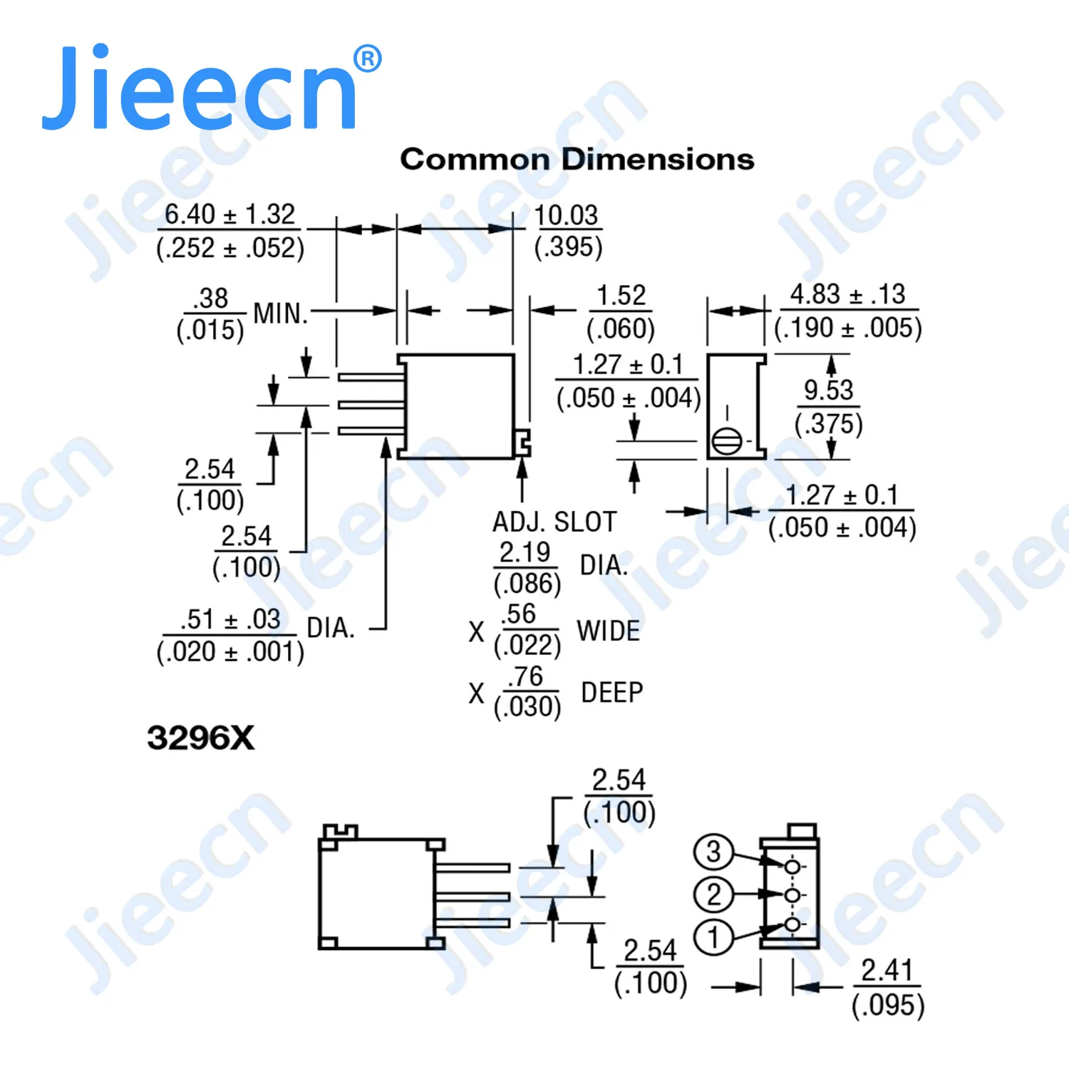 50PCS 3296X 100R-1M Trimming Potentiometer Chinese High Quality 3296X-1-101 201 501 102 202 502 103 203 503 104 204 504 105 10K