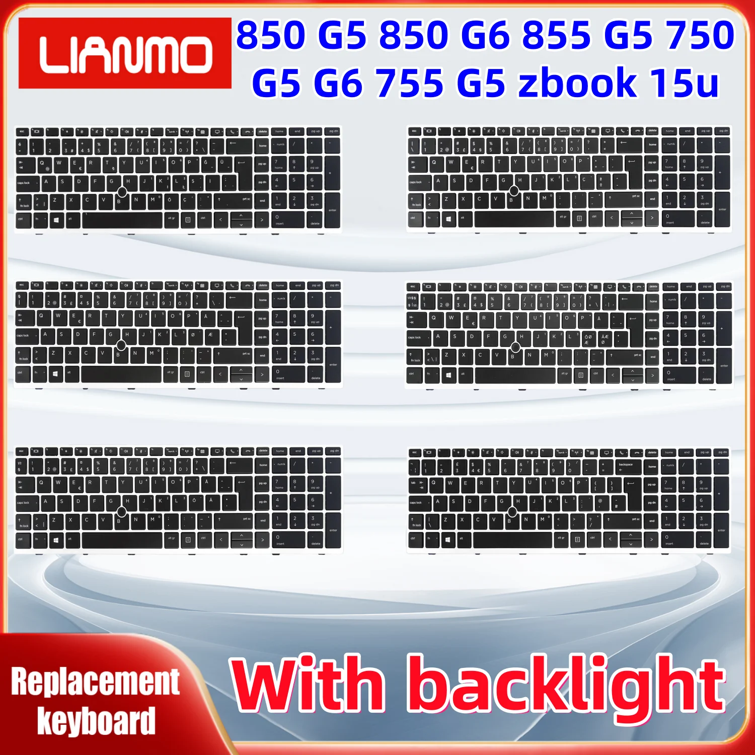 Belgium Latin Spain Denmark Sweden Estonia Arabic Hebrew layout keyboard for HP 850 G5 850 G6 855 G5 750 G5 G6 755 G5 zbook 15u