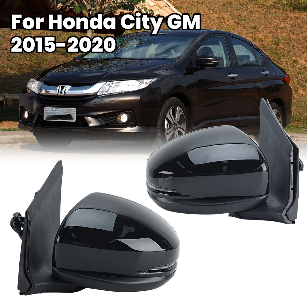 7 Wires Rearview Mirror Assembly For Honda City GM 2015 2016 2017 2018 2019 2020 Black Power Folding Side Mirror Car Accessories