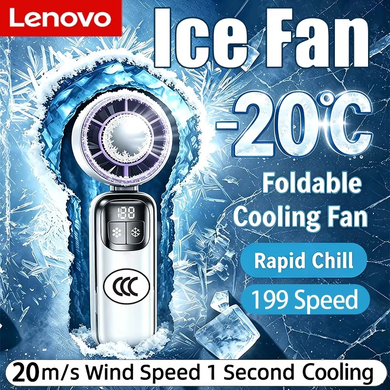 Lenovo 199 Hochgeschwindigkeits-Turbo-Jet-Ice-Kühler-Ventilator, USB-aufladbarer Handventilator mit bürstenlosem Motor für Outdoor, Büro und Reisen