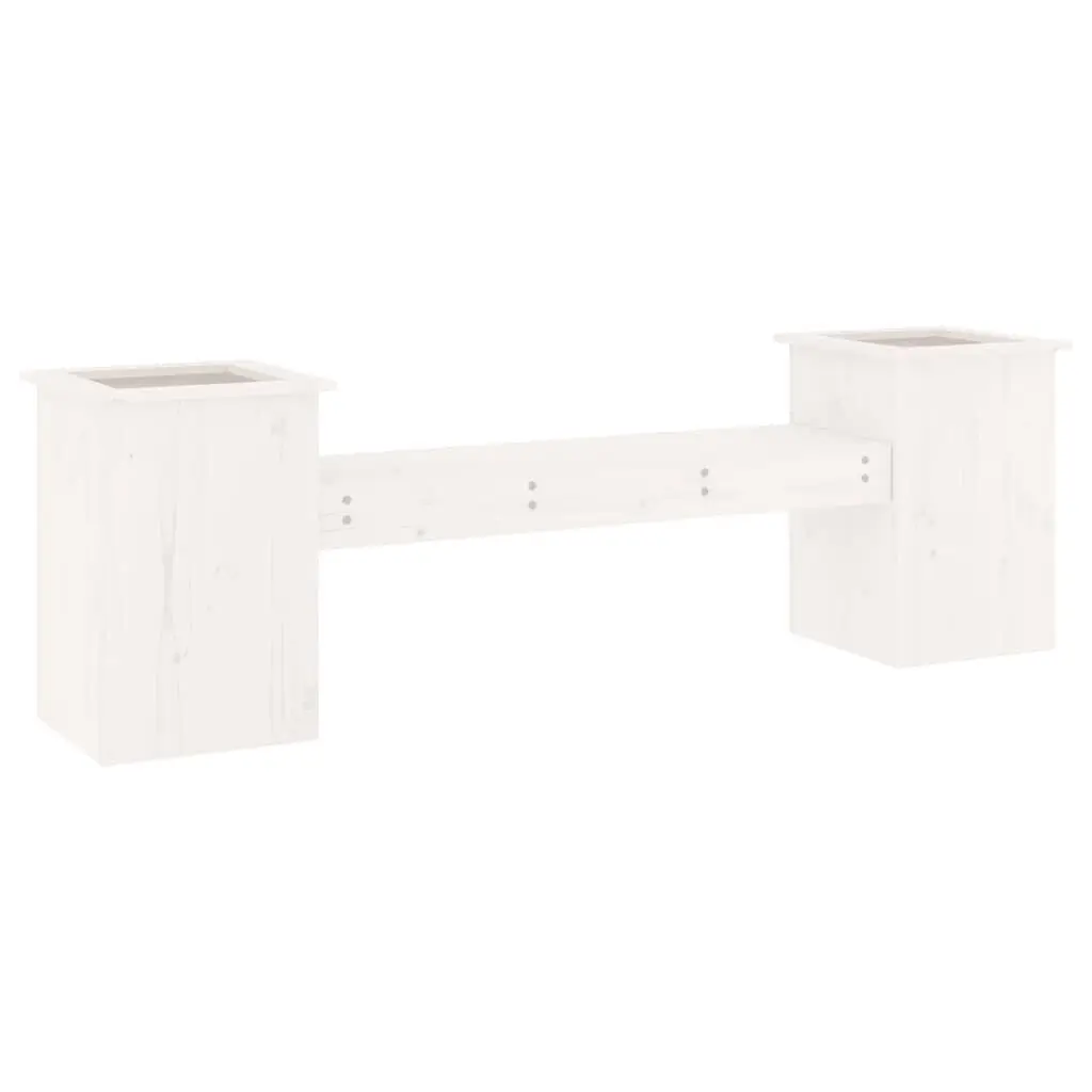 vidaXL Banc extérieur 2 en 1 avec jardinières intégrées blanc 184,5 x 39,5 x 56,5 cm en bois de pin massif – mobilier de jardin pratique et rustique