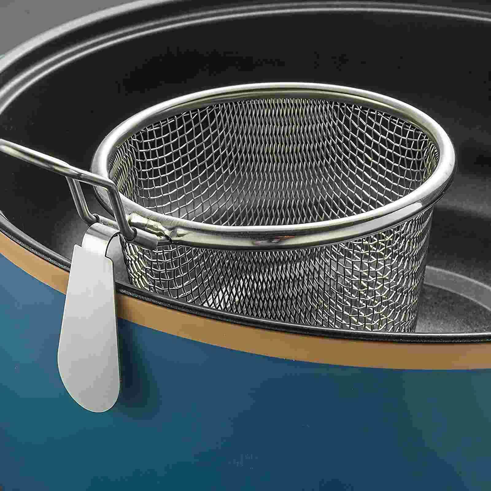 Scalding Basket Portable Strainer Convenient Noodle Wear-resistant Rice Cooker Space-saving Stainless Mesh Household Steel