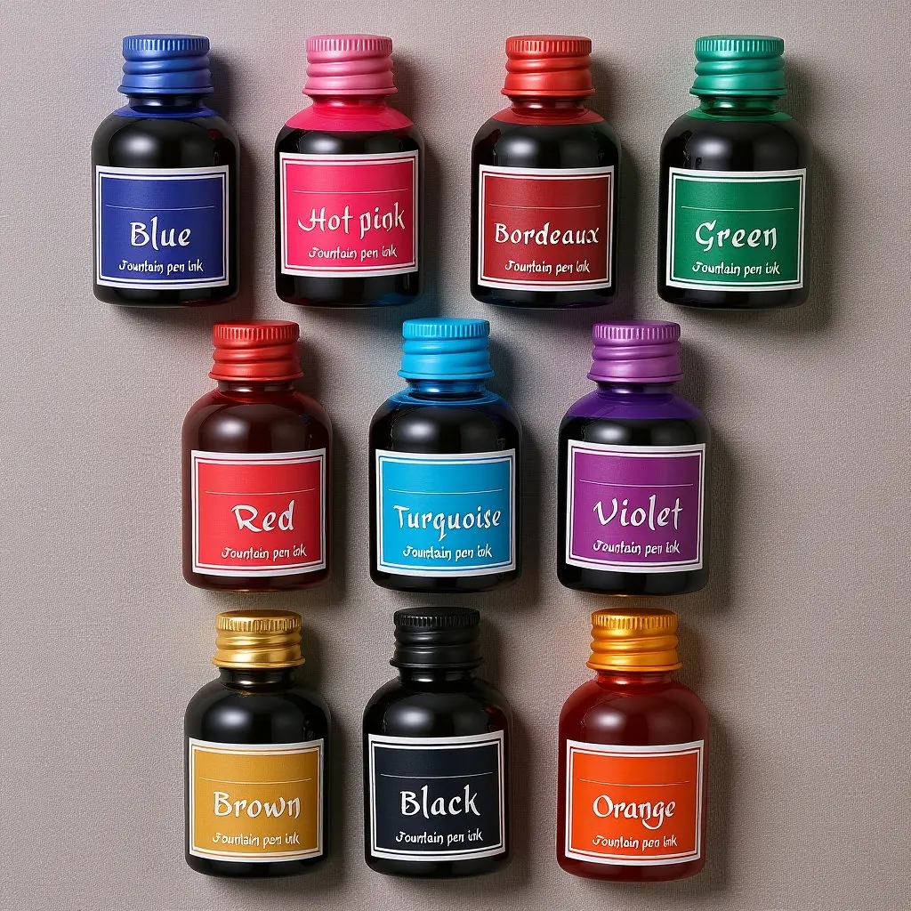 Fast-Drying Calligraphy Ink Set – 10 Bottles Non-Carbon Fountain & Dip Pen Ink for Sketching, Drawing, Journaling