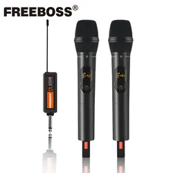 FREEBOSS microfono dinamico Wireless portatile a frequenza regolabile 2 microfono Karaoke portatile per il discorso di piccola riunione del partito FB-U326