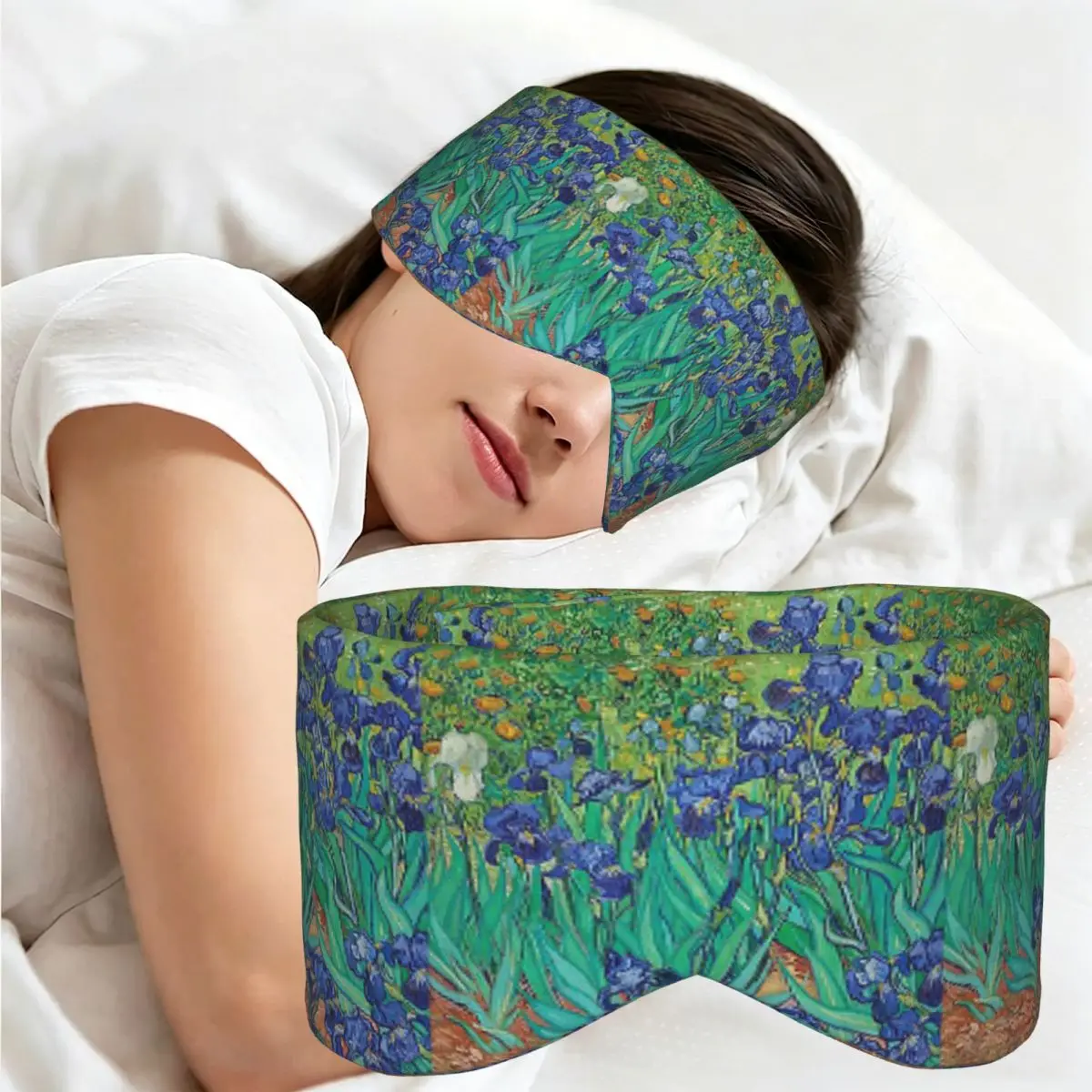 Irises By Vincent Van Gogh sleep eye mask Light Blocking Portable Eye Cover for Girls Boys Home Sleeping Party Eyeshade eyepatch