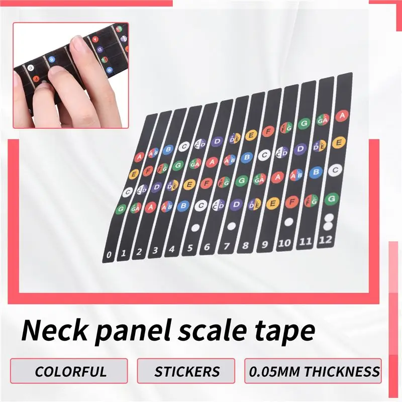 Y49A-Ukulele Fretboard Stickers Chord Fret Stickers Note Sticker Finger Guide For Ukulele Beginner 10PCS