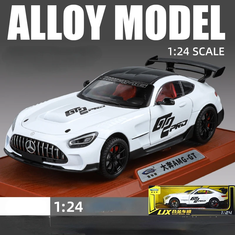 1:24 Mercedes-Benz AMG-GT Alloy Model Sport Car Diecast Metal Toy Car Collection Simulation Sound & Light Toy Car Boys Gift C388