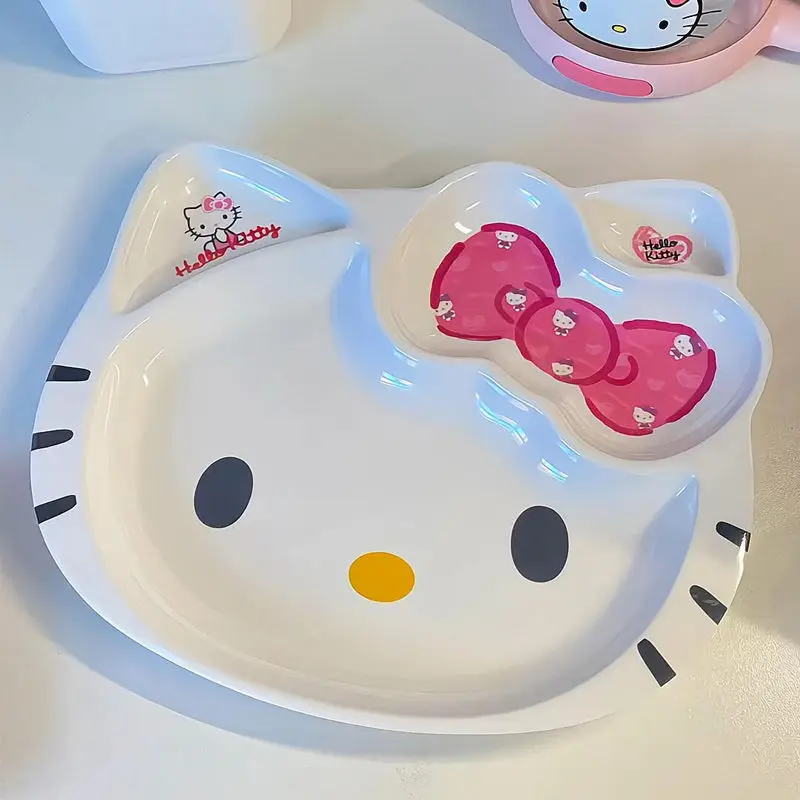 

Hello Kitty Anime Kawaii Sanrio Ins Fashion Household Plate Girly Heart Cute Cartoon Snacks Salads Tableware Gifts for Kids