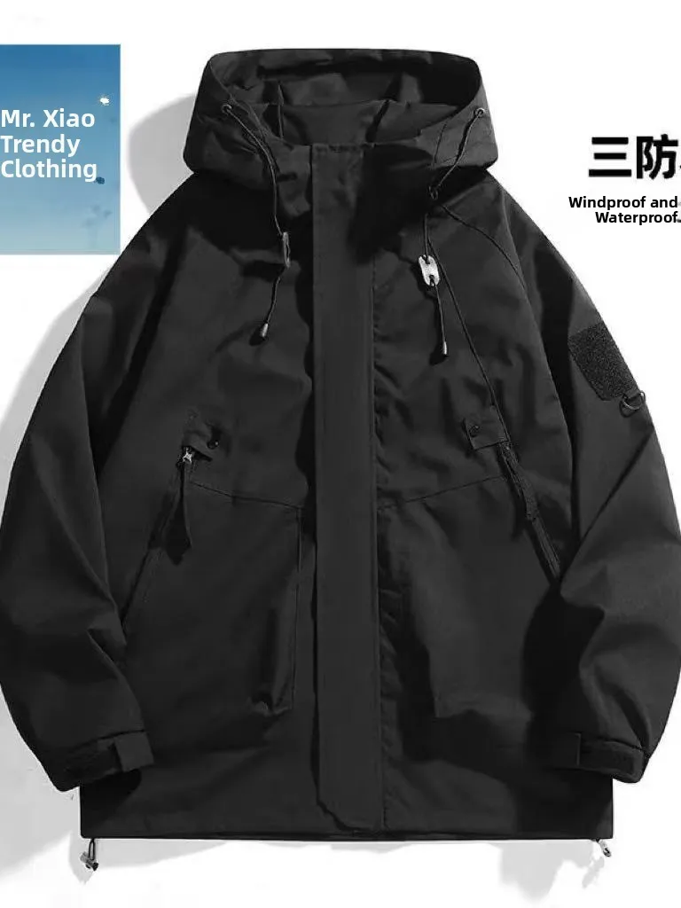 Outdoor Men's Jacket 2025 Spring Autumn New Style Loose Workwear Windproof Waterproof Coat Couple Outerwear Casual Polyester ...