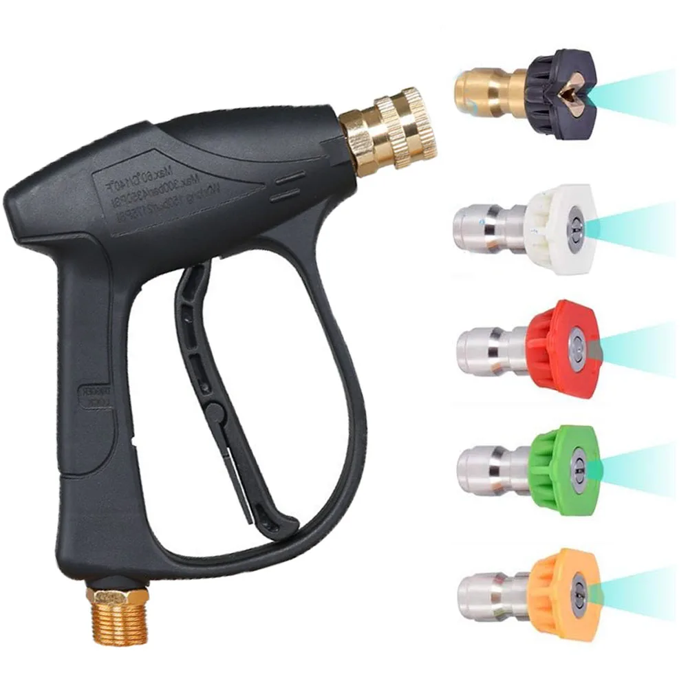 

High Pressure Washer Gun,3000 PSI Max with 5 Color Quick Connect Nozzles M22 Hose Connector 3.0 TIP