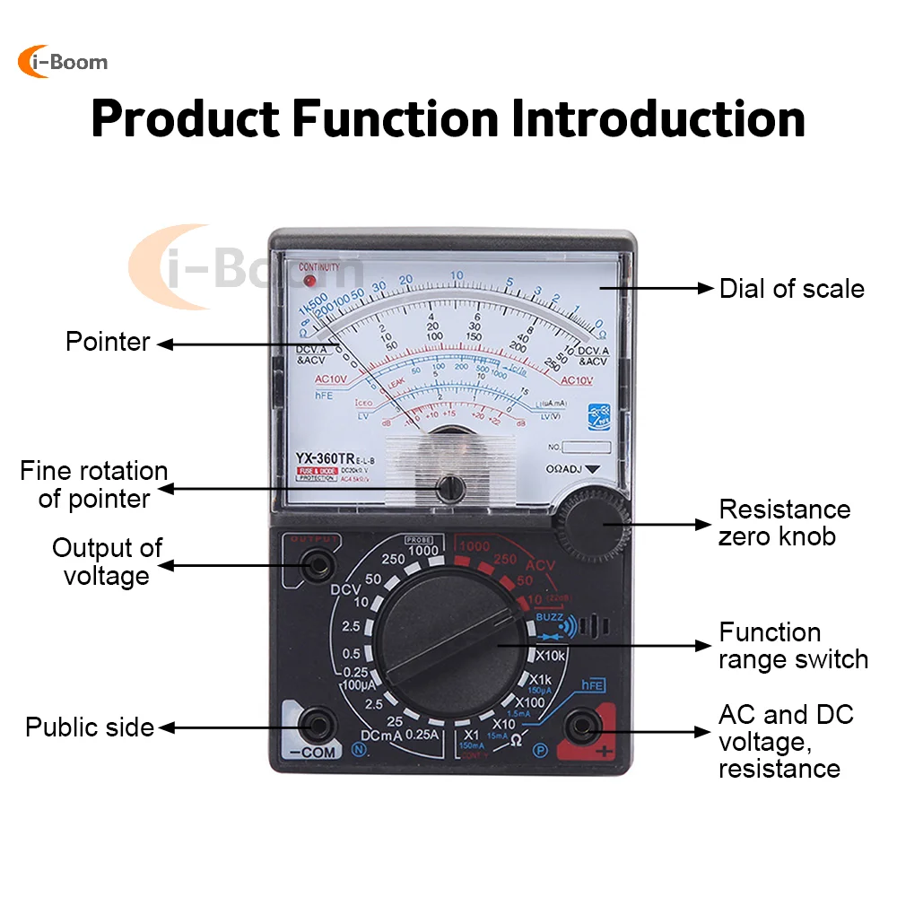 Universal Pointer Multimeter AC/DC Voltage Current Tester Ohmmeter Resistance Meter ceo,HFE tester With Buzzer multimeters