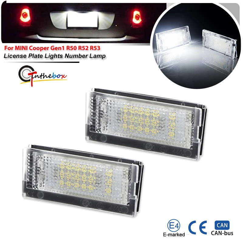 For BMW Mini Cooper S R53 ONE R50 R52 White License Plate Lights Auto Replacement Accessories 2001-2006