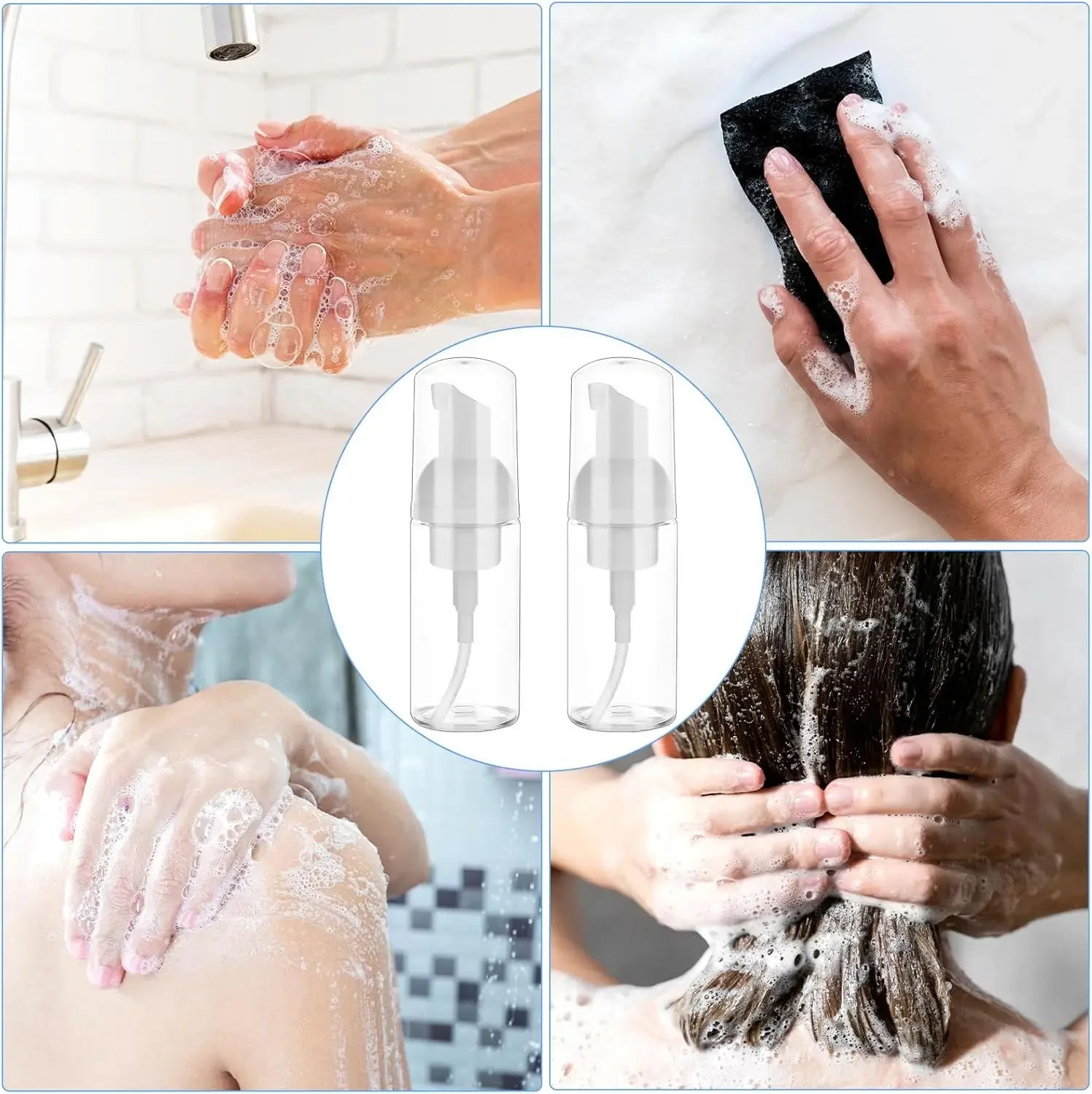 Wholesale 5PCS 30-50-60ml Foam Pump Bottles - Empty Cosmetic Containers for Face Wash, Eyelash Cleanser & Soap Dispenser bottle