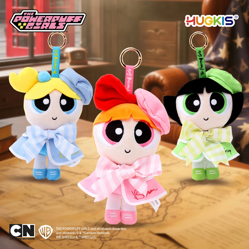 

Hugkis The Powerpuff Girls, серия в британском стиле, плюшевая игрушка, кулон, каваи, аниме, мультяшная одежда, кукла, милый подарок с пузырьками цветов