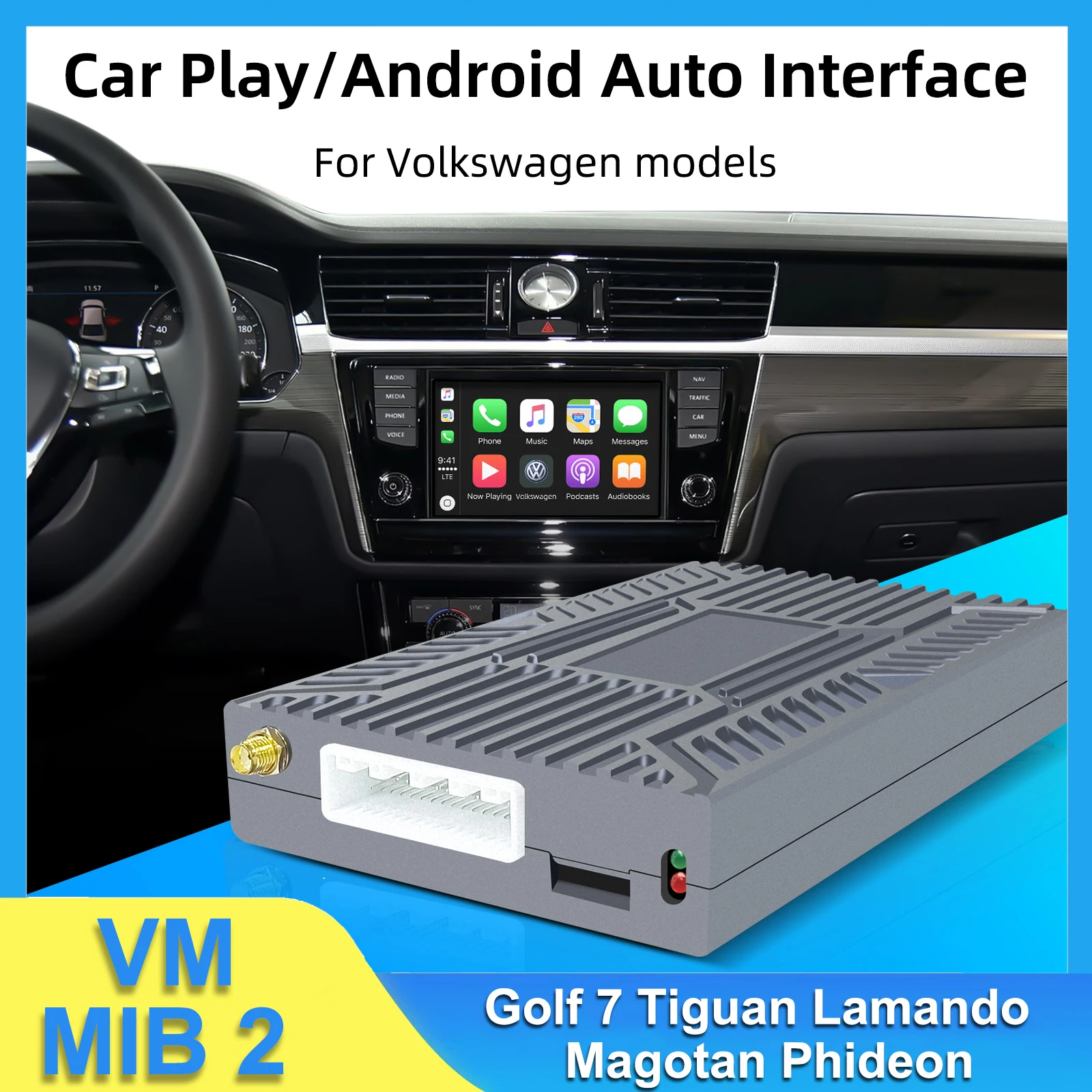 مجموعة التحديثية التلقائية اللاسلكية CarPlay Android لـ VW MIB2 OEM صندوق فك ترقية الشاشة للجولف 7 Tiguan Lamando Magotan Phideon