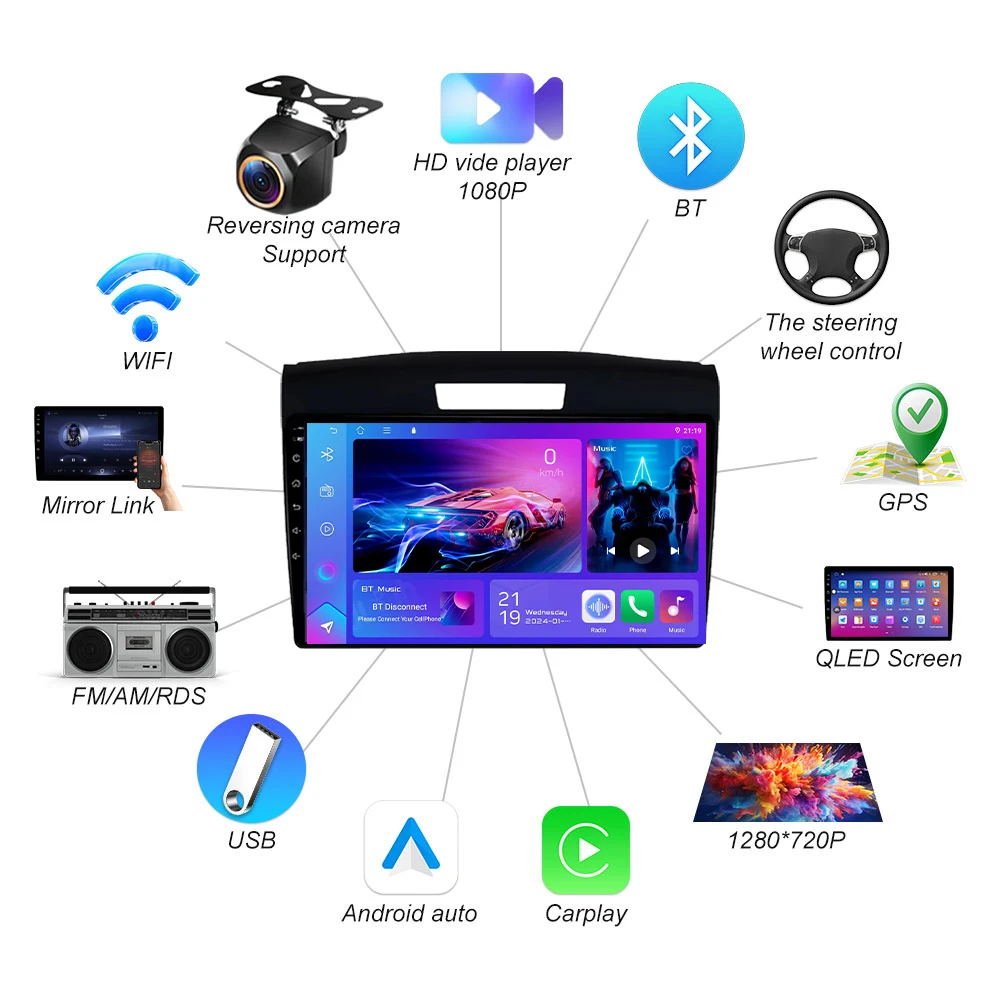 أندرويد 15 راديو السيارة لهوندا CRV CR-V 2012 2013 2014 2015 2016 WIFI No 2d الوسائط المتعددة مشغل فيديو الملاحة WIFI No 2din DVD