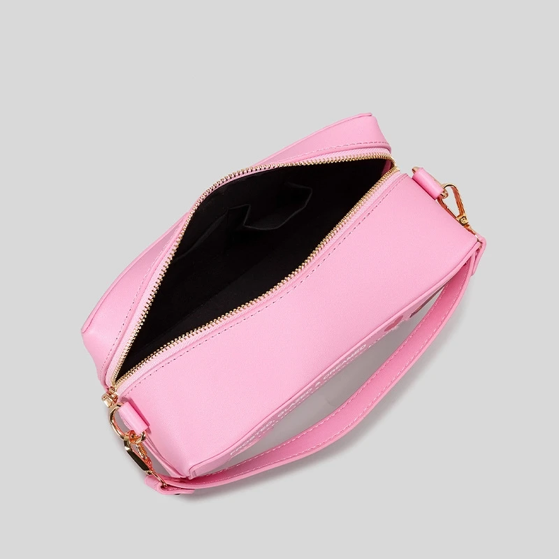 Adult Girls Cute Square Pink Donut PU Handbag Women's Creative Cartoon Heart Print Shoulder Bag Large Capacity Crossbody Bag