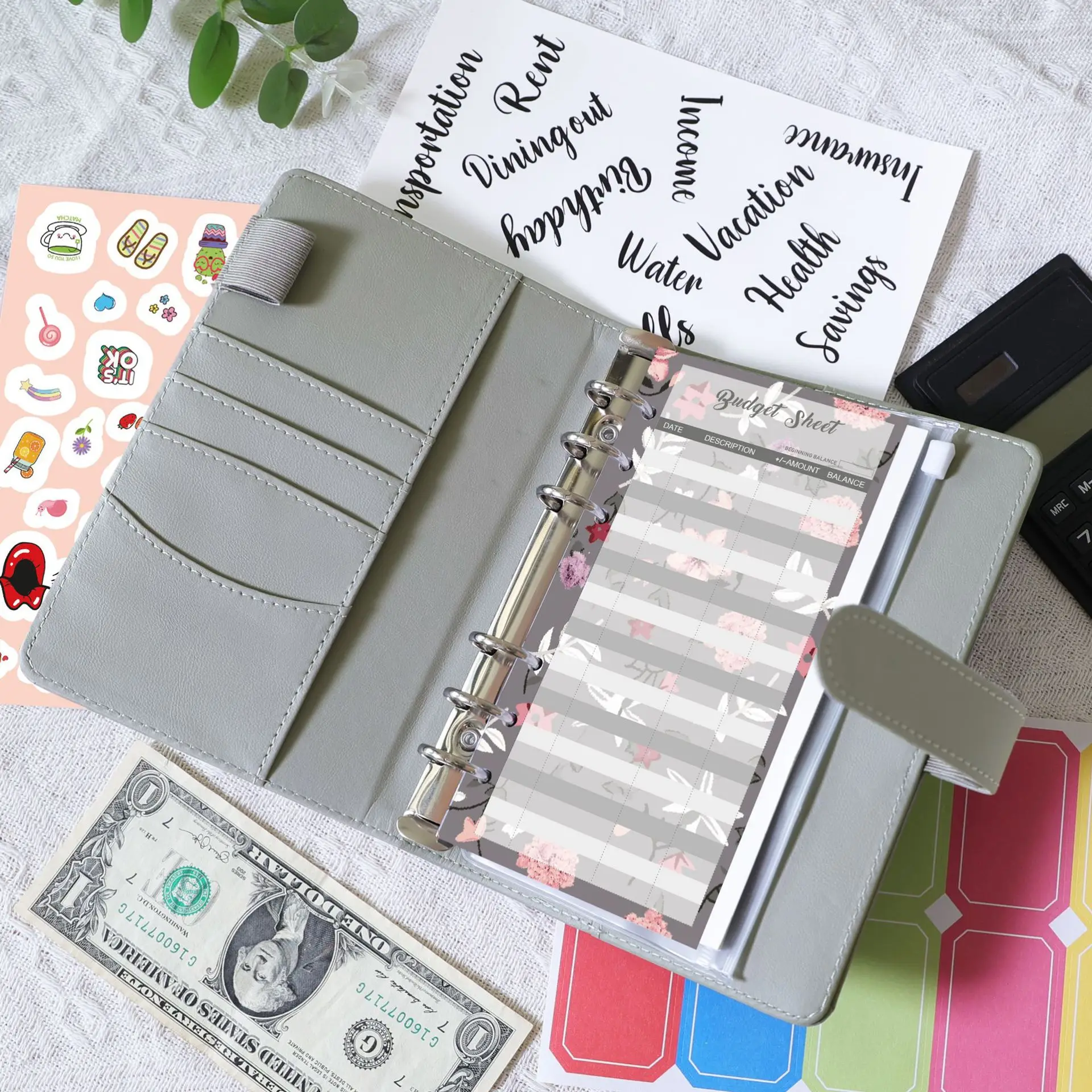 44-delige Cash Budget Binder Budget Planner Notebook Cover Map A6-formaat Bindmiddel Zak Plastic Bindmiddel Rits Geldbesparende Envelop