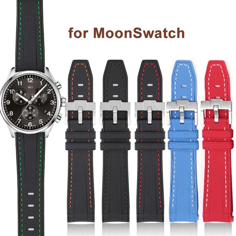 Silikon armband für Swatch Moons watch 20mm gebogenes Ende Tauchen wasserdichtes Gummi armband für Rolex Omega Semi aster