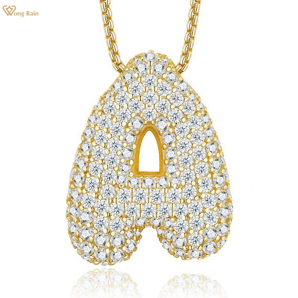 

Wong Rain Hip Hop Rock 925 Sterling Silver VVS1 3EX D Real Moissanite Diamonds Gems Letter Pendant Necklace Fine Jewelry GRA
