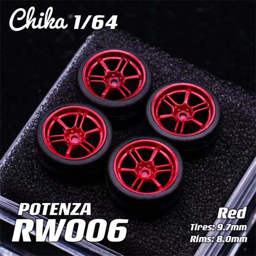 Chika 1/64 Model Car Wheels with Rubber Tires Luxurious Modified Parts JDM VIP for Hotwheels Tomica MiniGT D:10.5mm/9.7mm