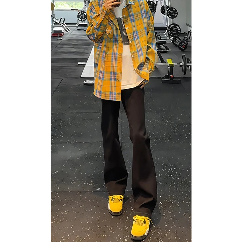 

Bla Flared Jeans 2024 New Men's Cleanfit Boys' Pants American Slimming Knife Straight Tube Pants Youth Faion Straight Leg...