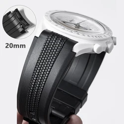 20mm Silicone Rubber Strap for Swatch X Omega joint MoonSwatch Curved End Sport Stainless Steel Buckle Watch Band Bracelet