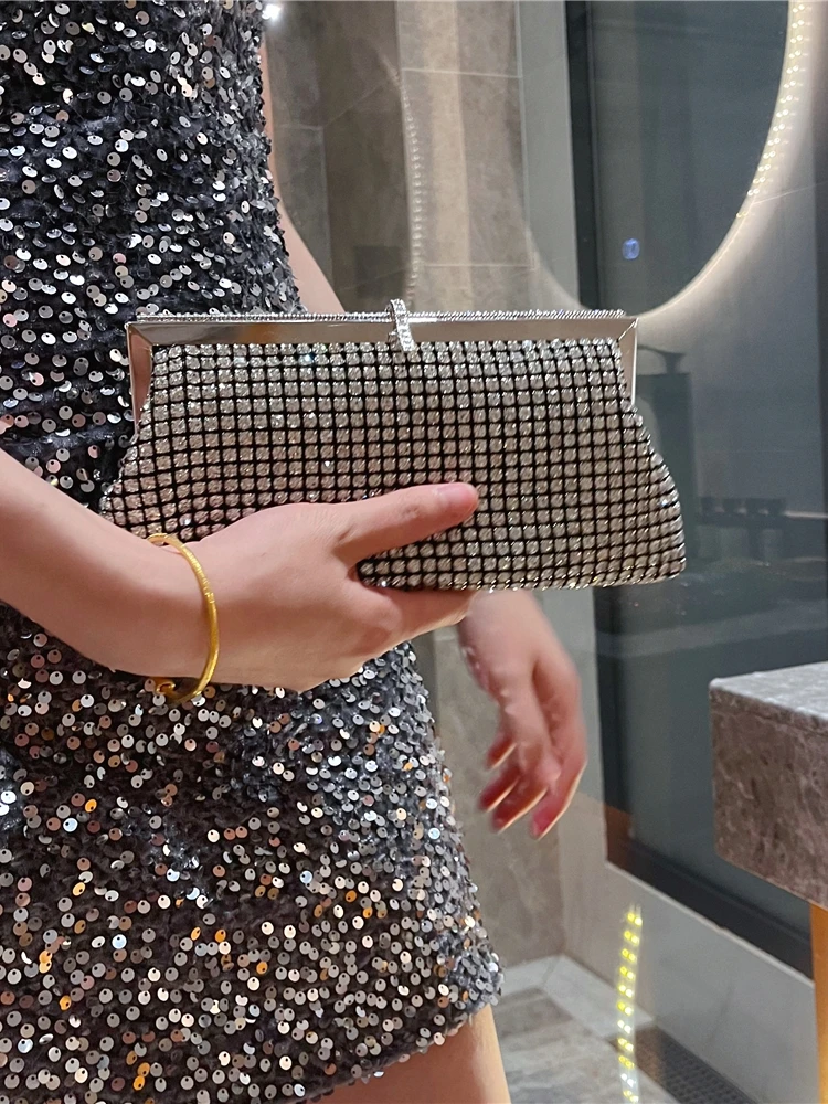 

Элитная вечерняя сумка-клатч с бриллиантами, радужная мягкая сумка для ужина, женская блестящая сумка через плечо со встроенными бриллиантами