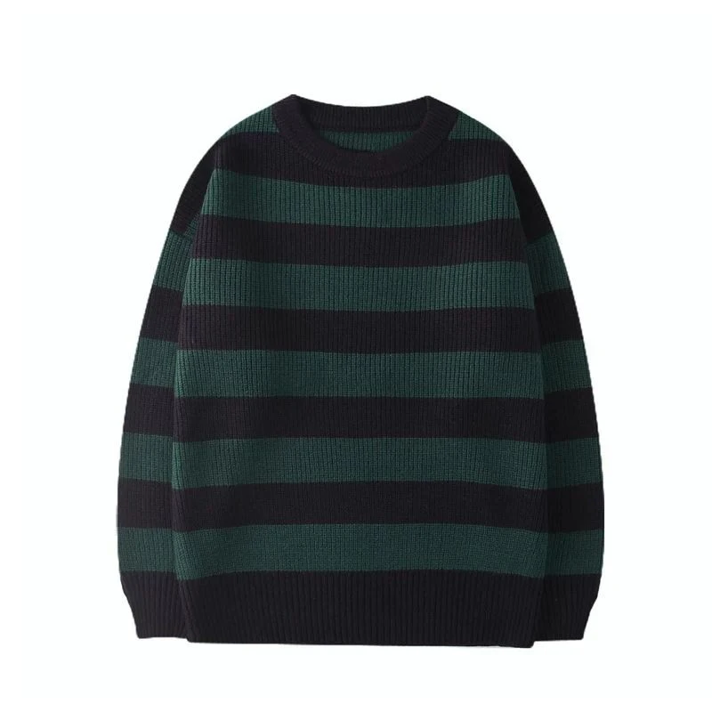 2026 Gestreifter Herren-Strickpullover Damen Vintage Locker Sitzende Pullover Harajuku Grüner Herbst-Pullover Unisex Lässige Strickware – Detail 23