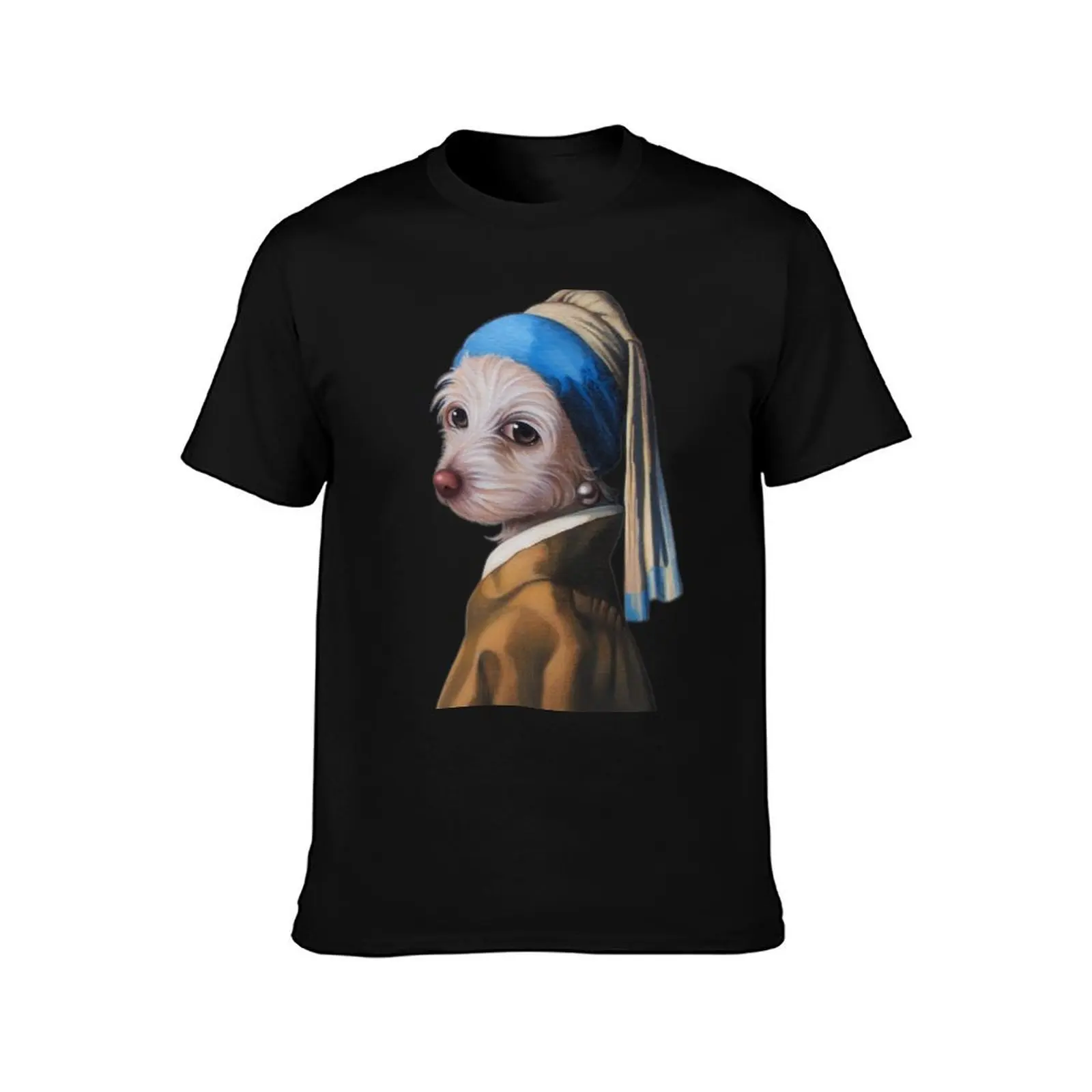The Dog with the Pearl Earring (silhouette) T-Shirt Festive Simple T-Shirt