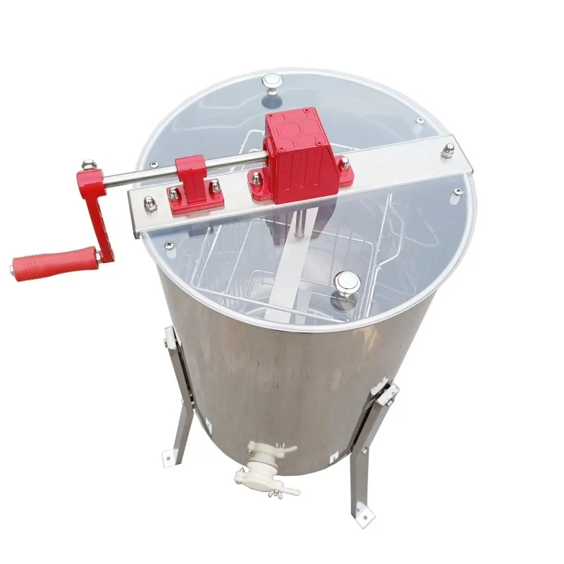 2 Frame Hand Crank Honey Extractor with Tripod Stand Acrylic Lid Stainless Honey Separator Family Apiary Beekeeping Equipment