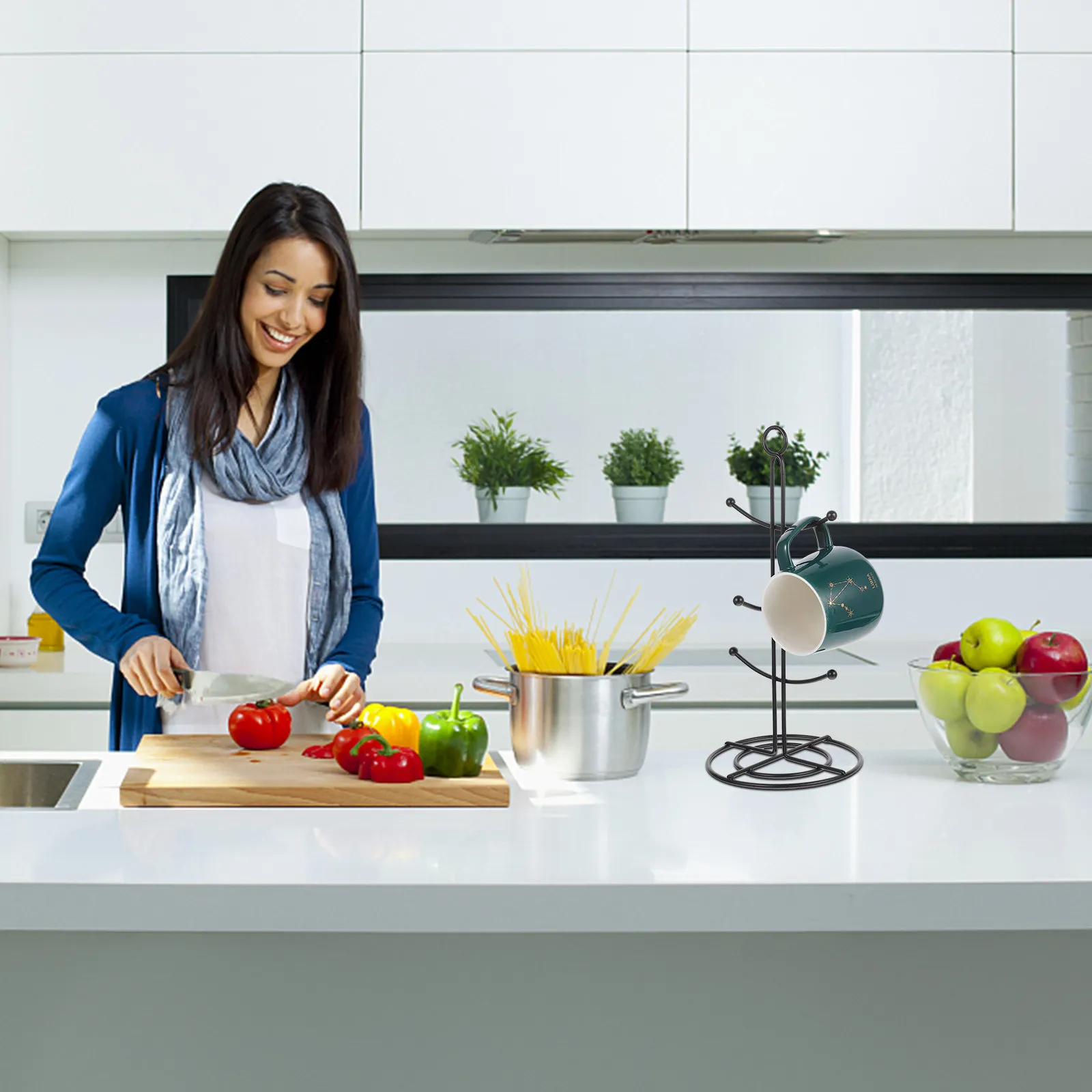 

2Pcs Rustproof Mug Tree Holder 6 Hook Coffee Cup Organizer Stand for Home Kitchen Coffee Bar Countertop Tea Cup Storage