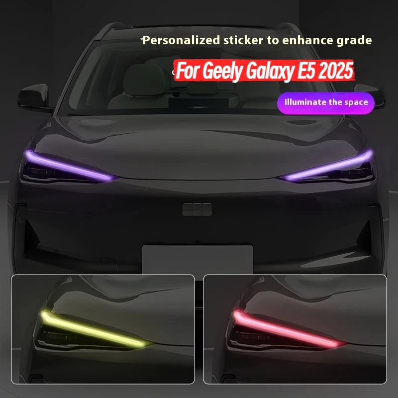

For Geely Galaxy E5 2025 Headlight & DRL Color Change Vinyl Film, Car Daytime Running Light Modification & Decoration Wrap