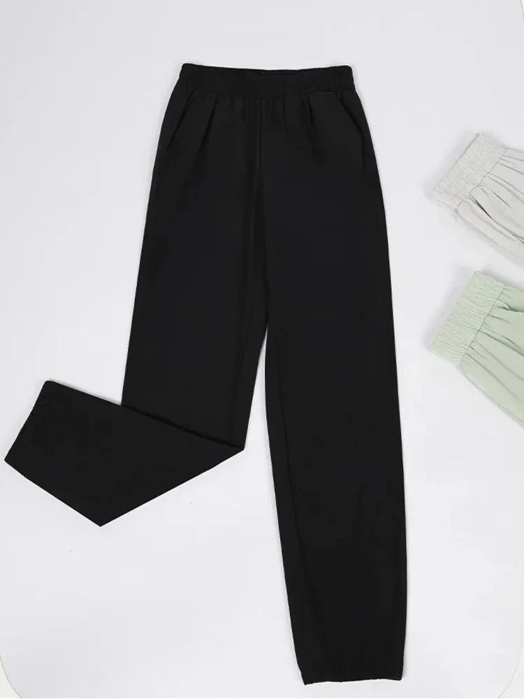 Pantalones de pierna ancha sueltos de cintura alta de Color sólido para baile de Ballet, pantalones cómodos para actuación en escenario para mujer