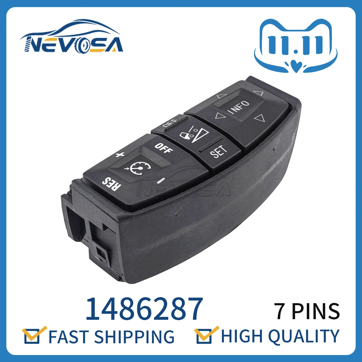 Nevosa 1486287 Truck Power Steering Wheel Knob Switch Multi-Control Panel For Scania P G R T F K N Series Spare Parts 1486287S51