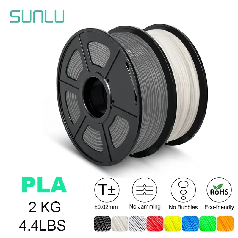 SUNLU 2Roll PLA Rainbow/WOOD/Marble/Carbon Fiber Filament 1.75mm 1kg Spool (2.2lbs) Neatly Wound Filament Fit Most FDM Printer