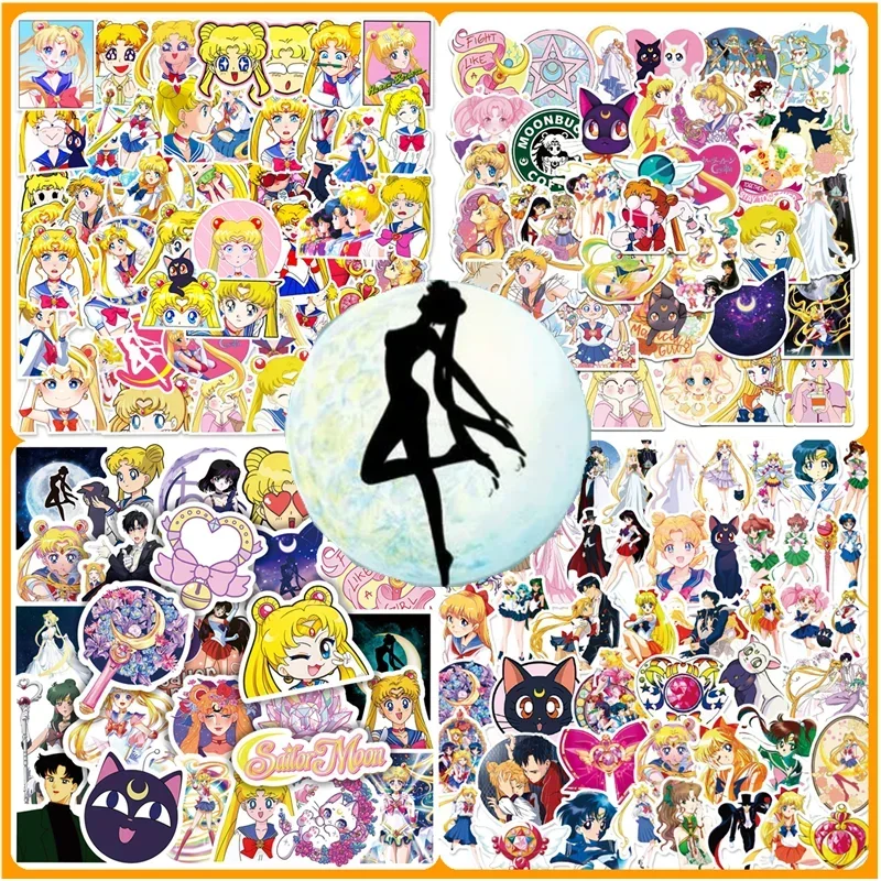 50pcs Anime Cute SAILOR MOON Waterproof Graffiti Skateboard Luggage Computer Notebook PVC Sticker Toys