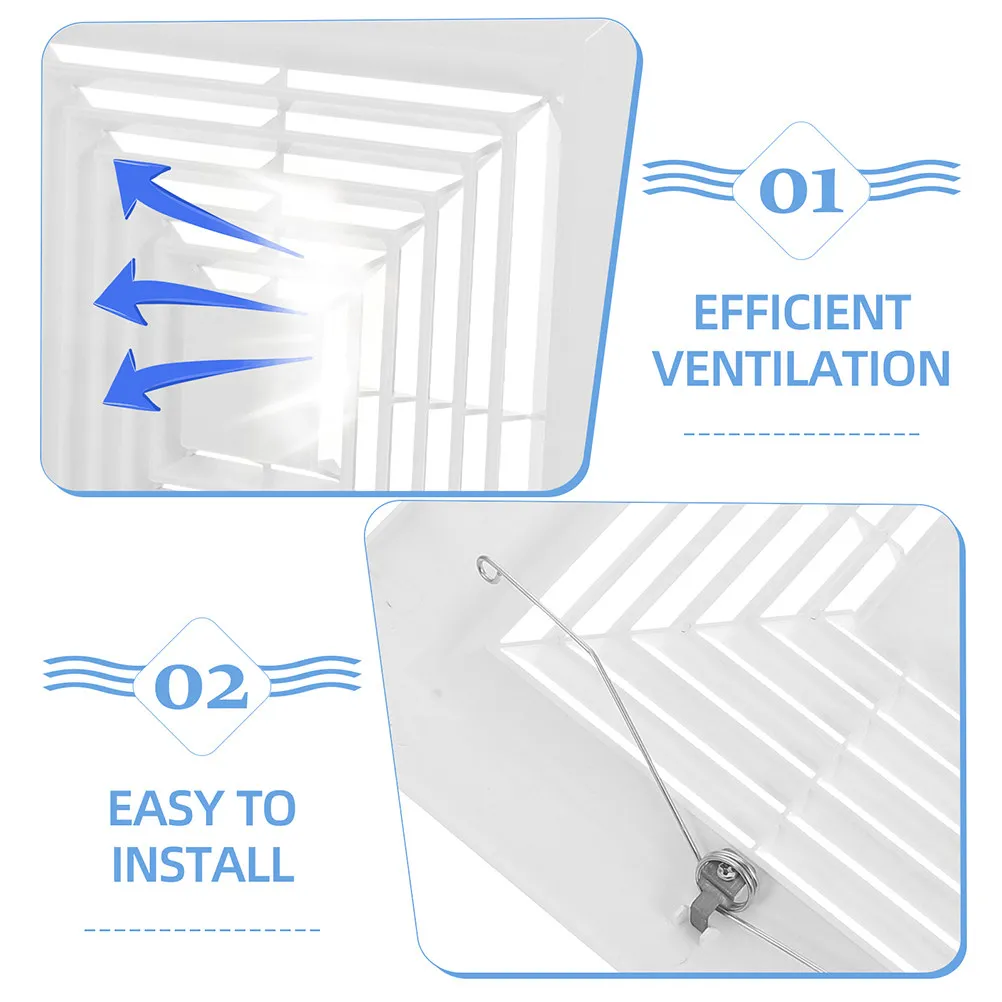 Bathroom Exhaust Fan Cover 26.5x26.5cm Spring Loaded Plastic Grille for Ceiling Or Wall Mount Easy Install Dust Proof Modern