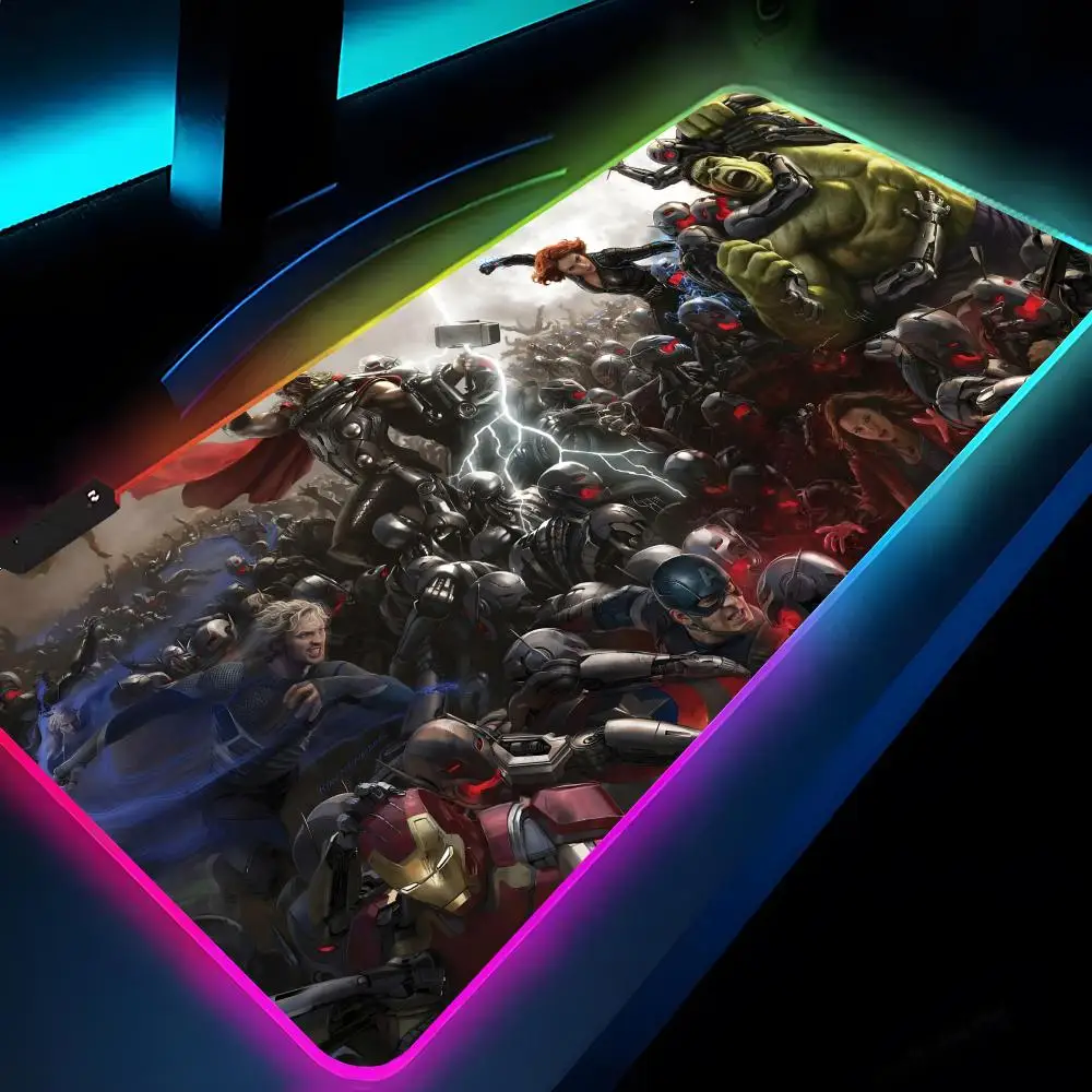 

Marvel Avengers Assemble Mouse Pad Rgb Xxl Laptop Mat Gaming Mousepad Backlit Keyboard Gamer Girl Table Pads Desk