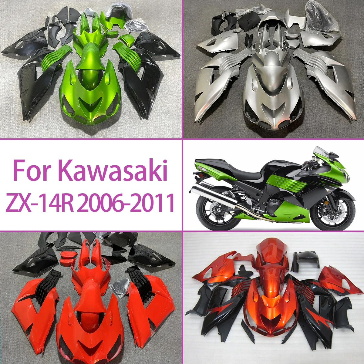 

For 2006-2011 Kawasaki ZX-12R ABS Plastic Fairings Custom Paint Scheme 06-11 ZX-12R Motorcycle Body Fairing Kit