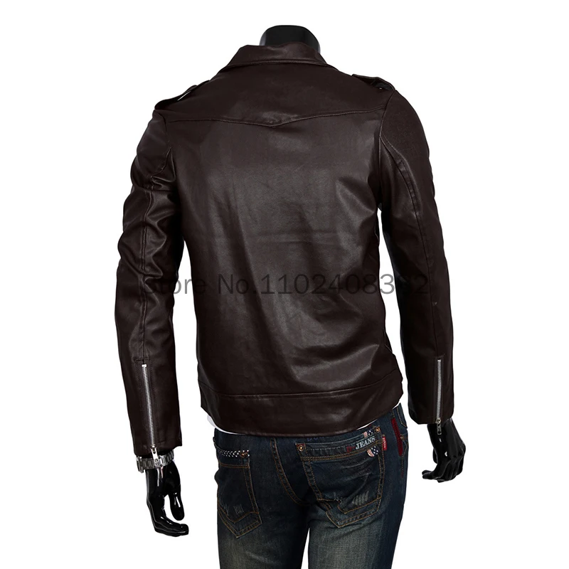 Männer pu Lederjacke Motorrad Mode Slim Fit Ledermantel