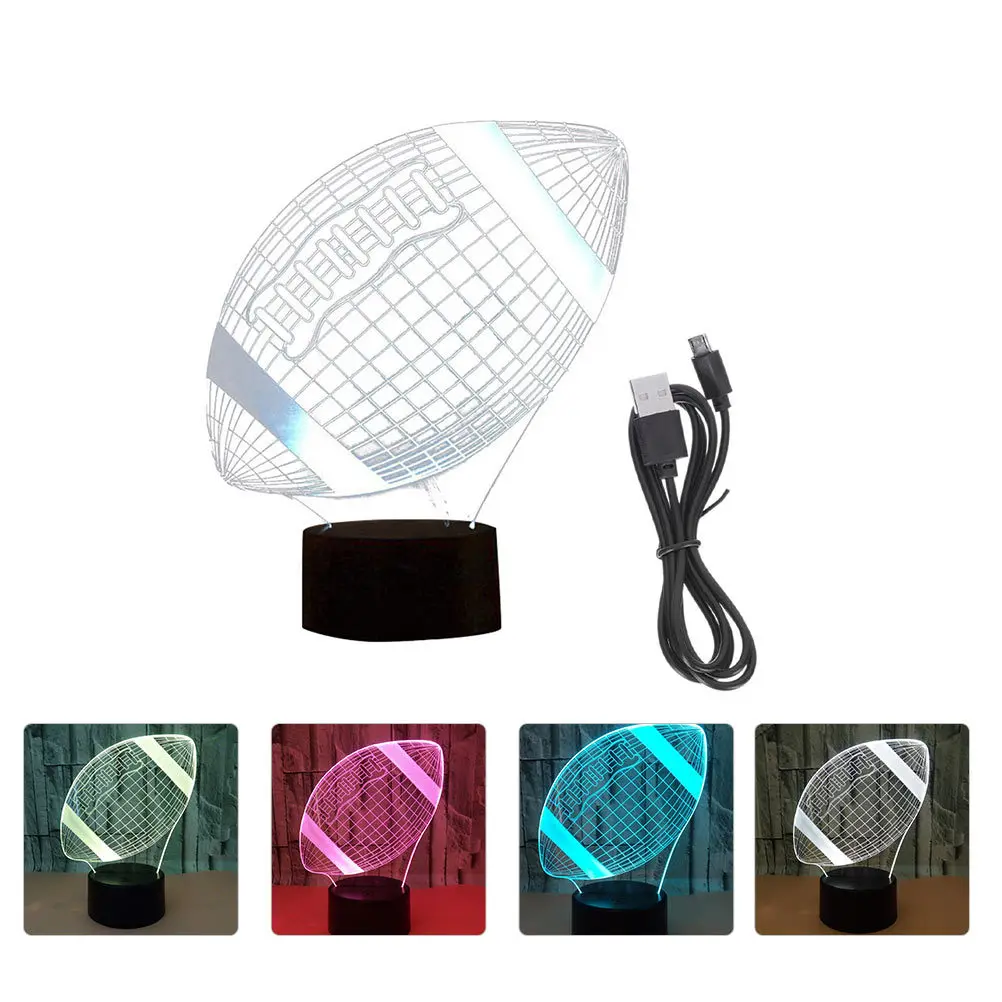 

1Set LED Small Night Lamp Rugby Visual 3D Illusion Touch Colorful Light Desktop Decorative Indoor Bedside Lamp
